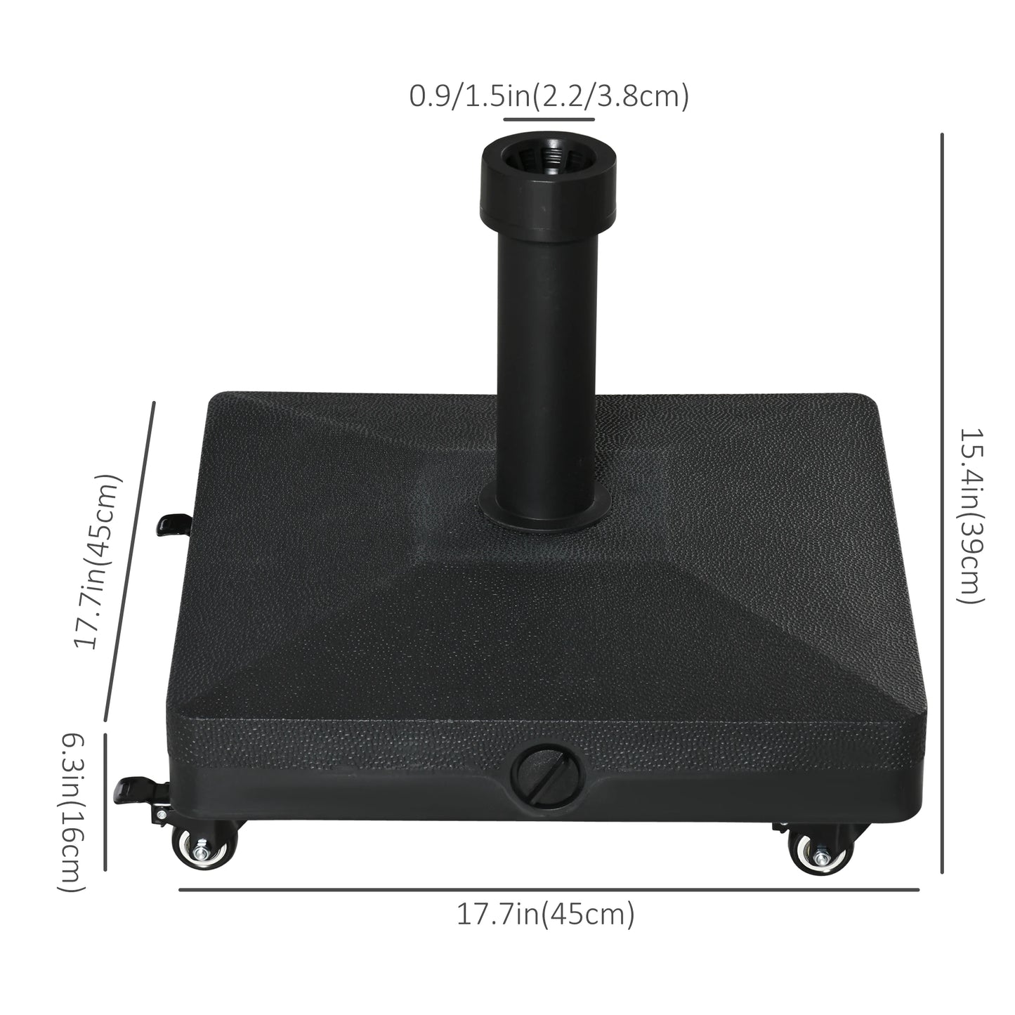 Square Parasol Base, Portable Umbrella Stand, Φ0.75'', Φ1.5'' Poles, Black Umbrella Bases at Gallery Canada