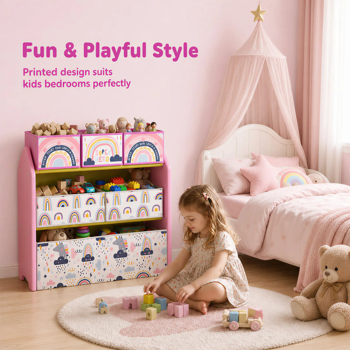 3-Tier Kids Storage Organizer, 6 Bins, Pink Baby & Kids Storage at Gallery Canada
