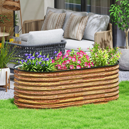 Galvanized Raised Garden Bed, 5 x 2.5 x 2 ft, Brown Wood Effect, Brown