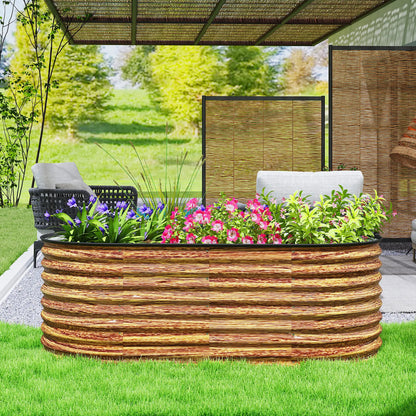 Galvanized Raised Garden Bed, 5 x 2.5 x 2 ft, Brown Wood Effect, Brown