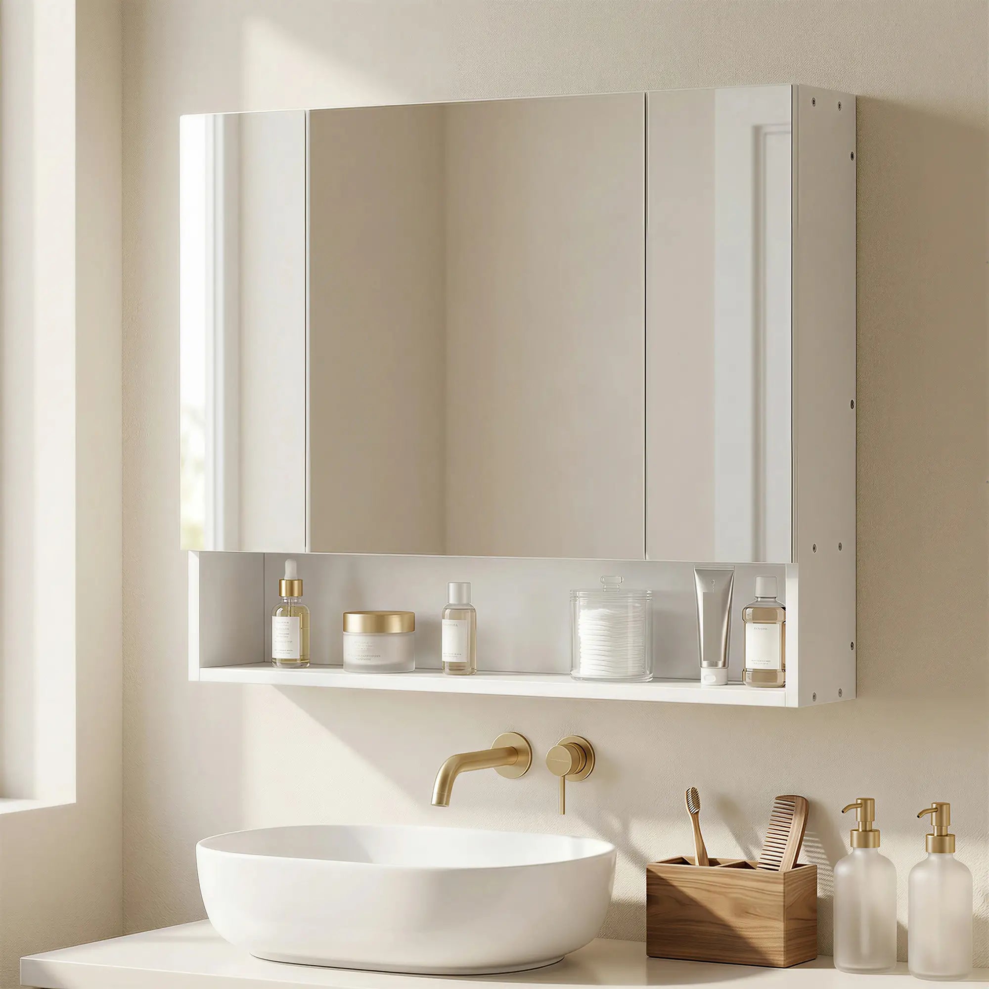 Wall Mounted Medicine Cabinet with Mirror, Adjustable Shelves, White Mirror Medicine Cabinets at Gallery Canada