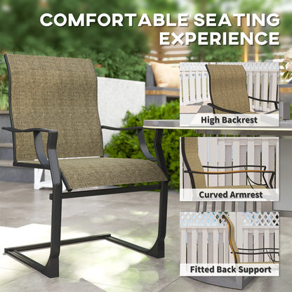 Spring Motion Patio Chairs Set Of 2, Curved High Backrest, Armrest, All Weather Fabric, Metal Frame Outdoor Dining Sets at Gallery Canada