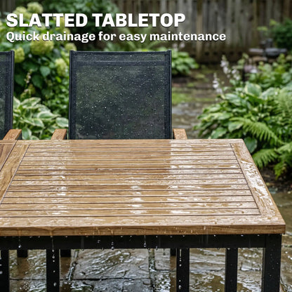 7 Piece Outdoor Dining Set, Rectangle Patio Table, 6 Mesh Chairs