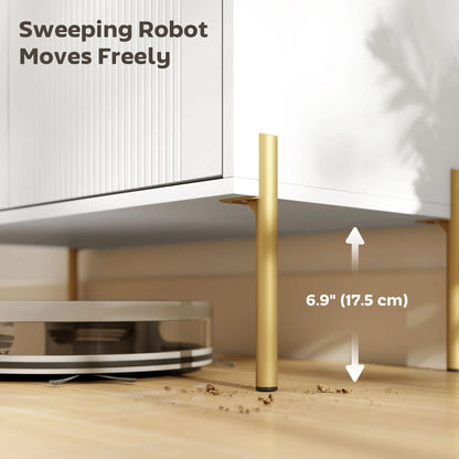 Sideboard, Modern Buffet Cabinet, Fluted Doors, Adjustable Shelf, White Storage Cabinets at Gallery Canada