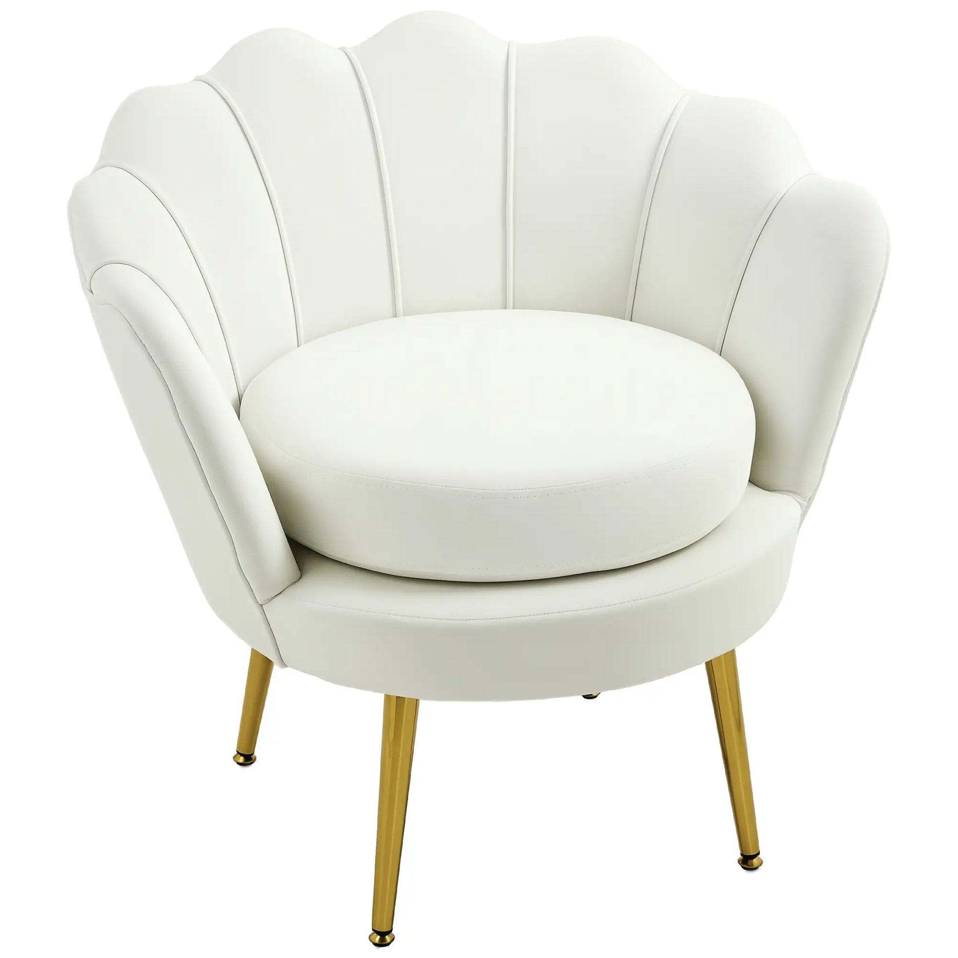 Modern Velvet Accent Chair, Gold Metal Legs, Cream White Accent Chairs at Gallery Canada