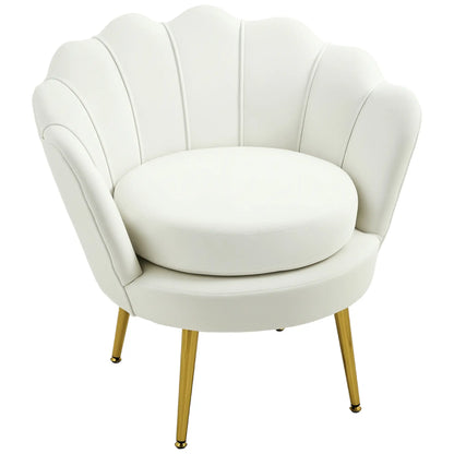 Modern Velvet Accent Chair, Gold Metal Legs, Cream White Accent Chairs at Gallery Canada