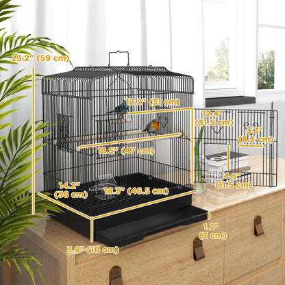 23" Bird Cage, Finches Canaries, Parrot Cage, 2 Feeders, Black Bird Cages at Gallery Canada