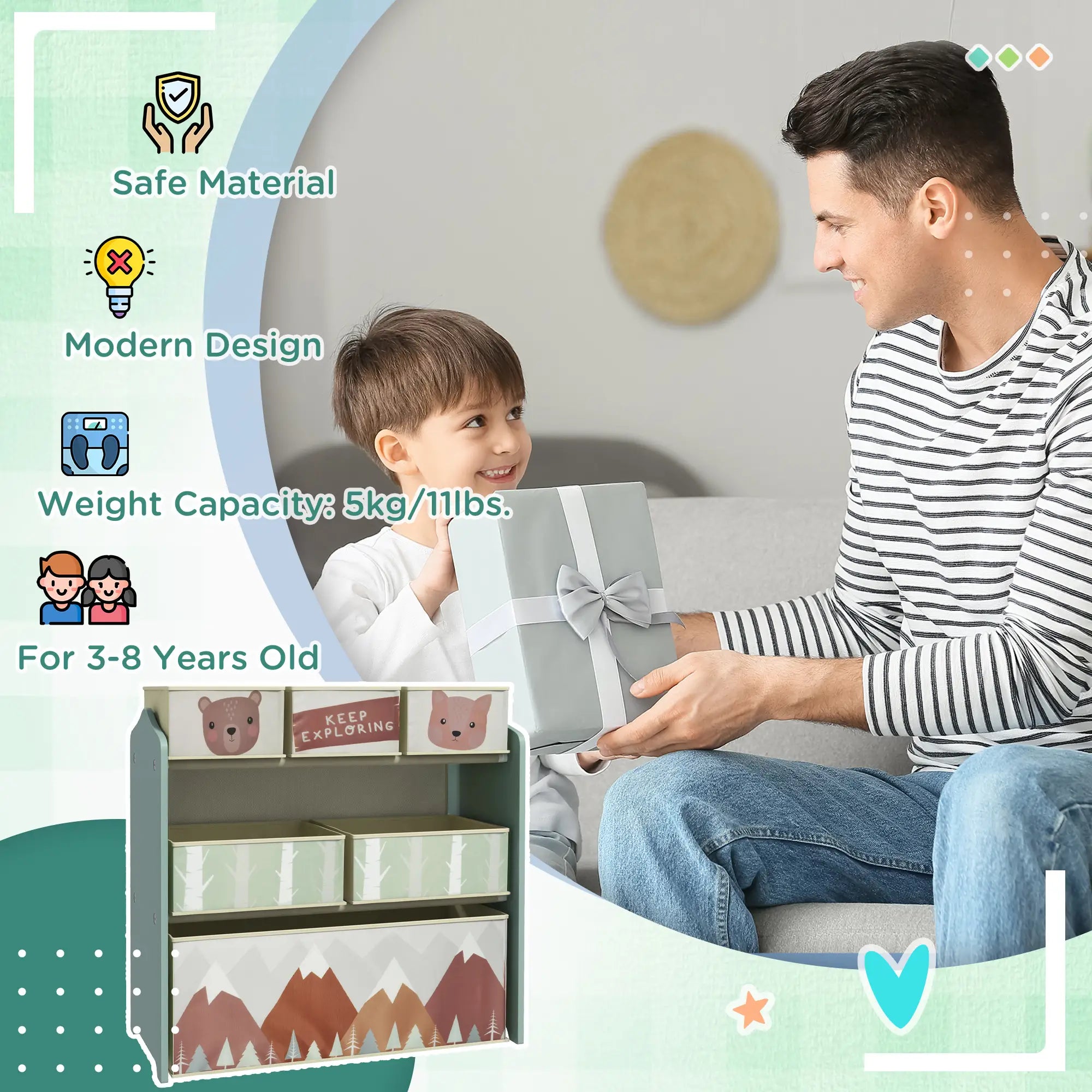 Toy Organizer With 6 Storage Bins, 25