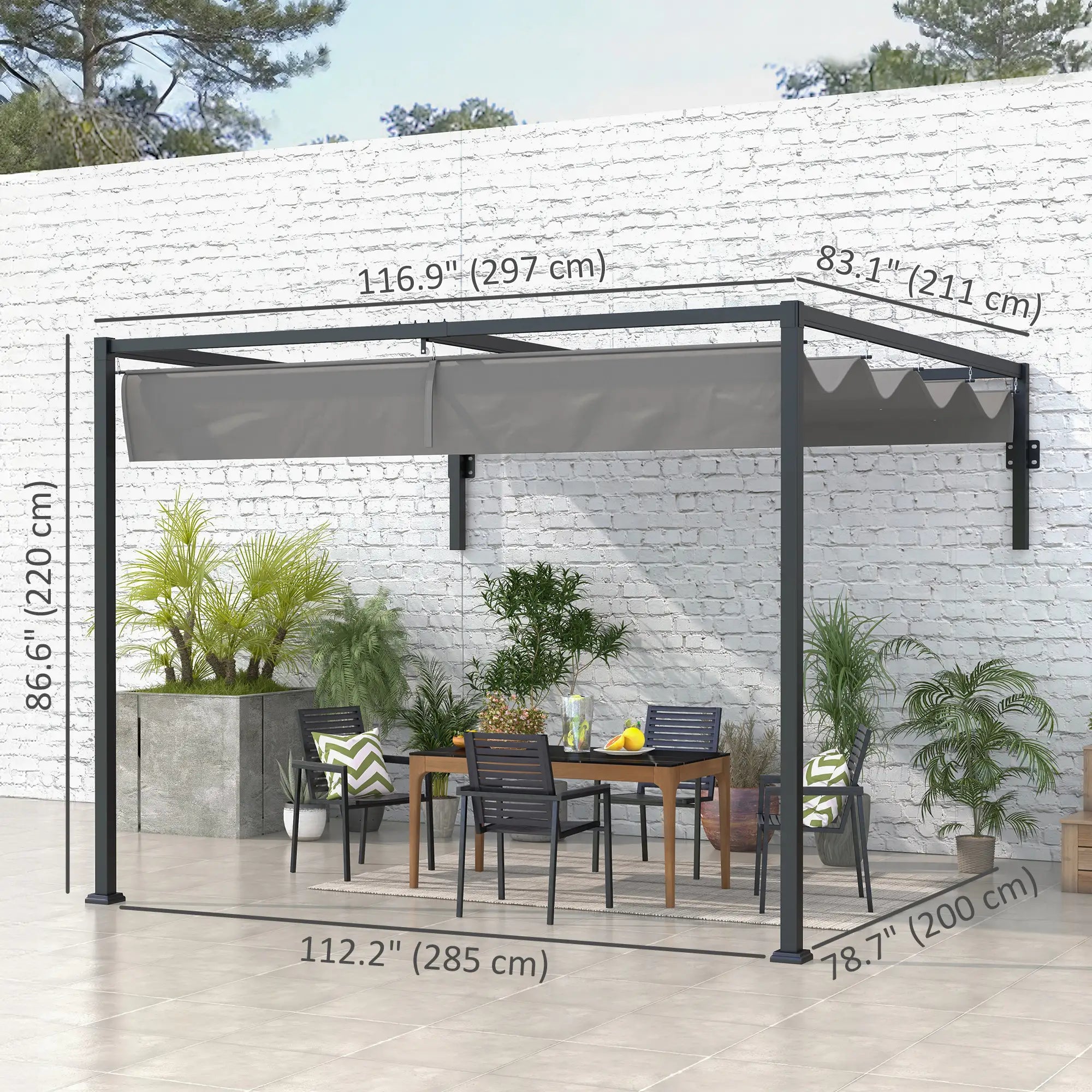 10' x 7' Metal Pergola, Retractable Roof For Grill Garden Patio Deck Pergolas at Gallery Canada