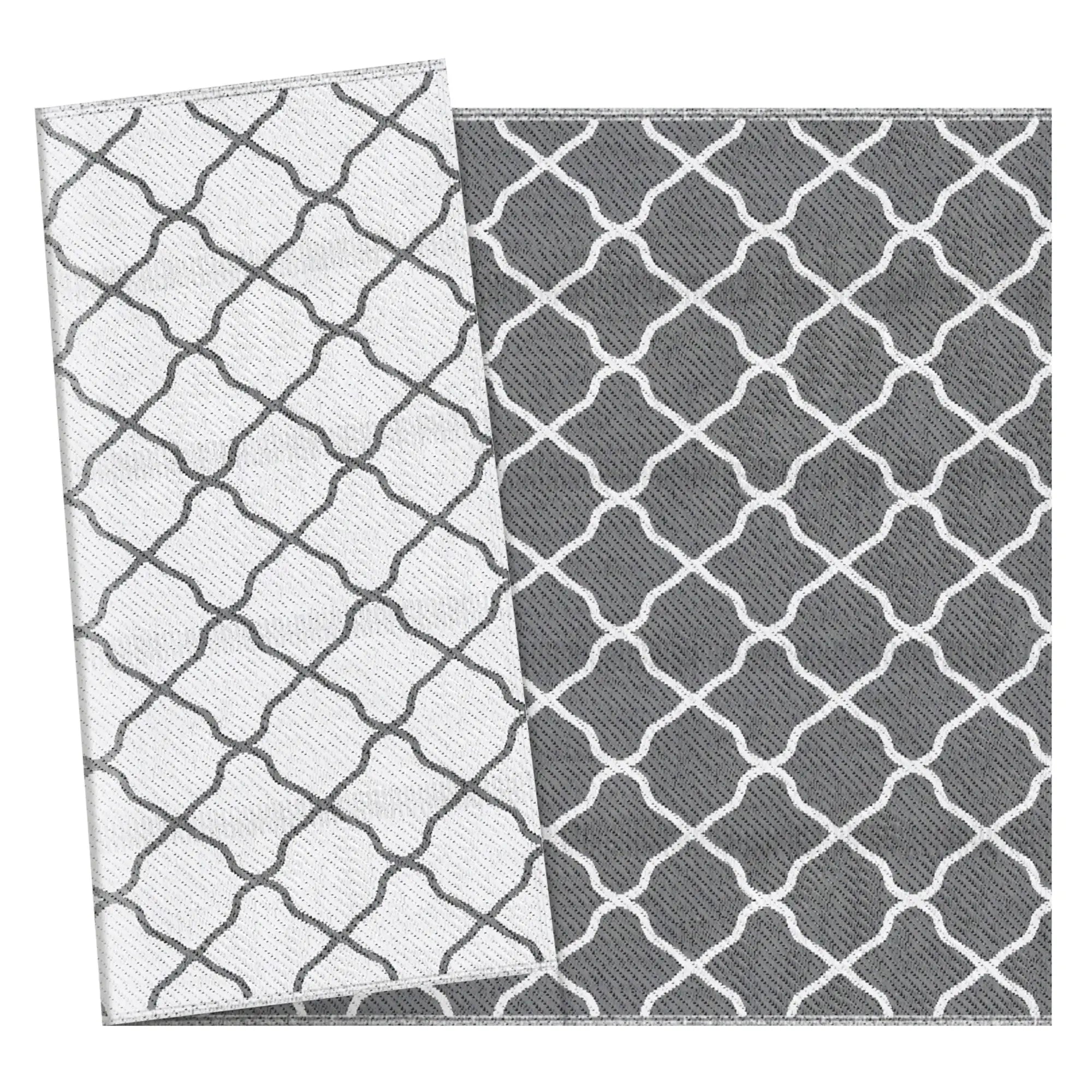 Waterproof Outdoor Rug, 6' x 9', Reversible Mat, Grey & White Outdoor Reversible Rugs at Gallery Canada
