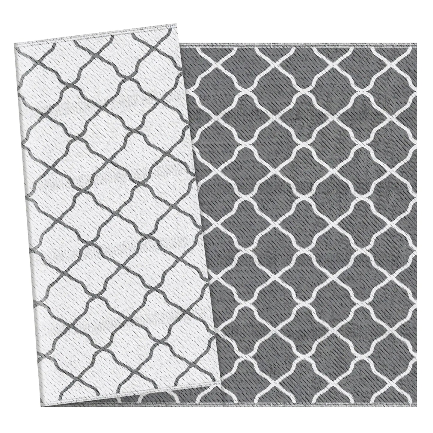 Waterproof Outdoor Rug, 6' x 9', Reversible Mat, Grey & White Outdoor Reversible Rugs at Gallery Canada