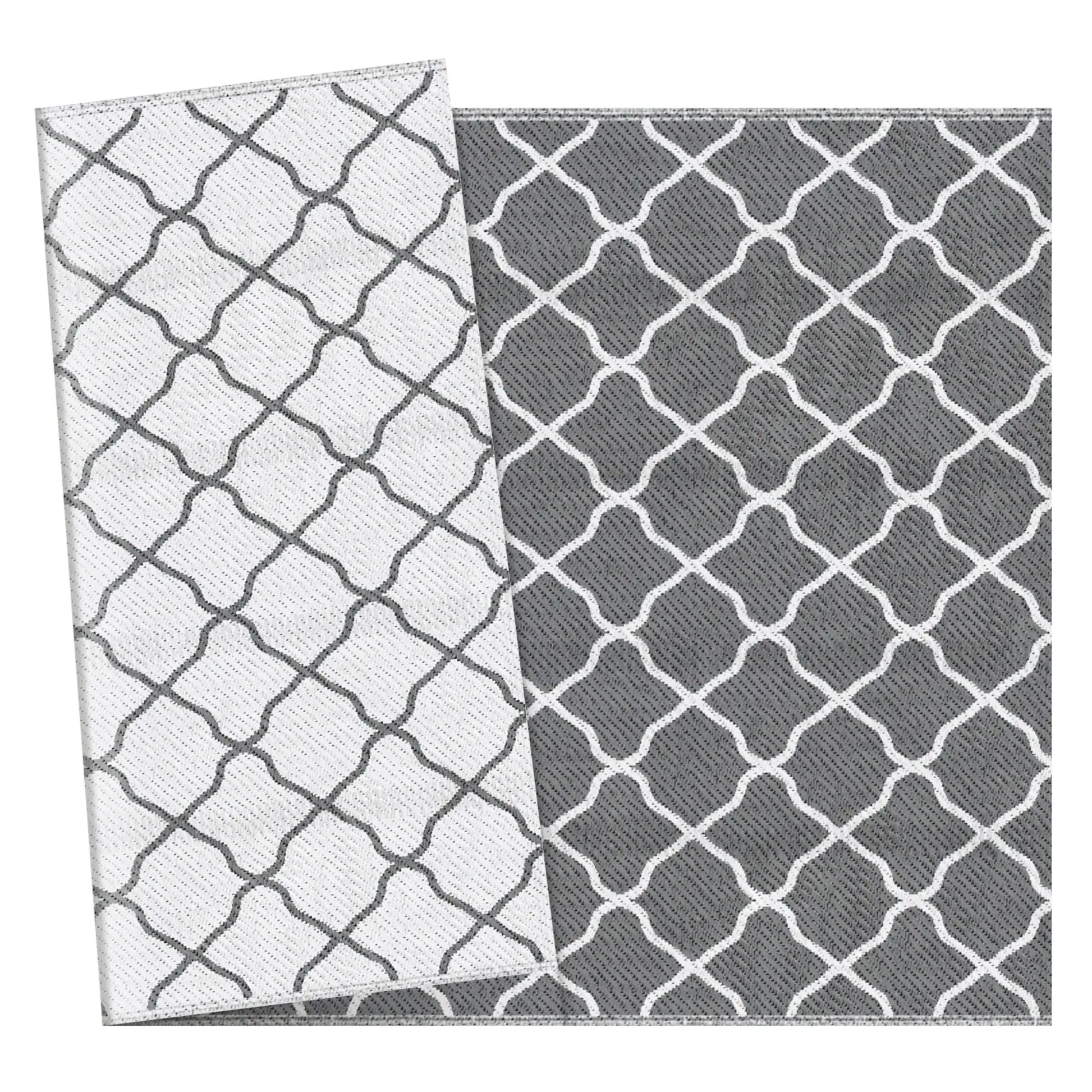Waterproof Outdoor Rug, 6' x 9', Reversible Mat, Grey & White Outdoor Reversible Rugs at Gallery Canada