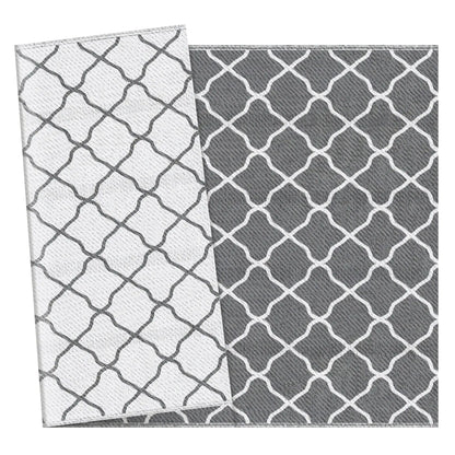 Waterproof Outdoor Rug, 6' x 9', Reversible Mat, Grey & White Outdoor Reversible Rugs at Gallery Canada