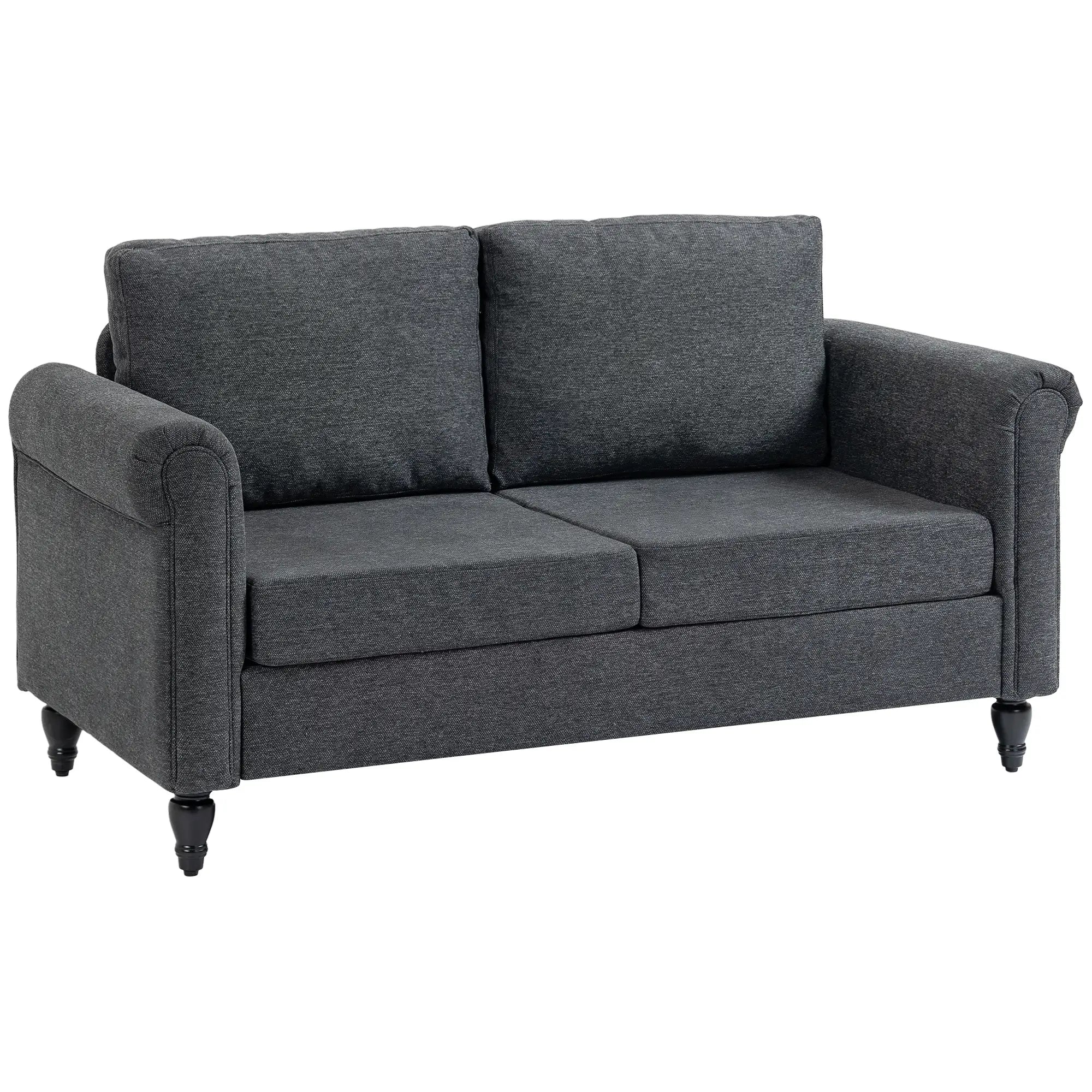 Vintage Loveseat, Upholstered Chenille 2 Seater Sofa, Dark Grey 2-Seater Sofas Dark Grey, Black at Gallery Canada
