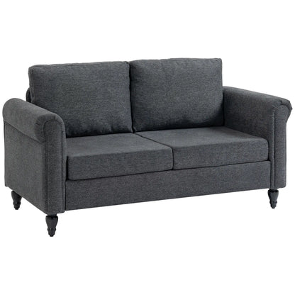 Vintage Loveseat, Upholstered Chenille 2 Seater Sofa, Dark Grey 2-Seater Sofas Dark Grey, Black at Gallery Canada
