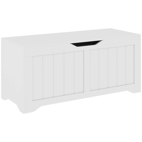 Storage Bench with Lift Top Storage Chest with Safety Hinges for Entryway, Living Room, White