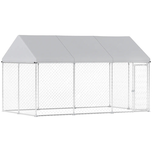 Galvanized Steel Outdoor Dog Kennel, Safety Lock, 13.1' x 7.5' x 7.8'