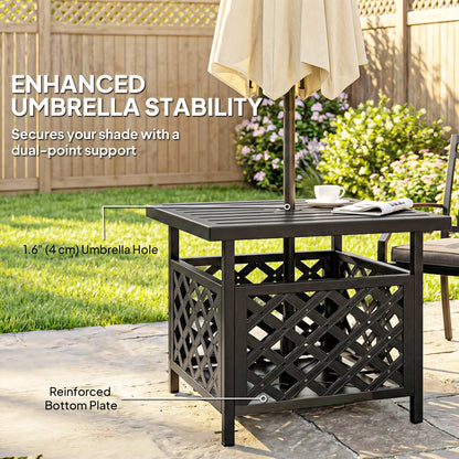 22" Outdoor Coffee Table, Metal Top, Slatted, Black Patio Side Tables at Gallery Canada
