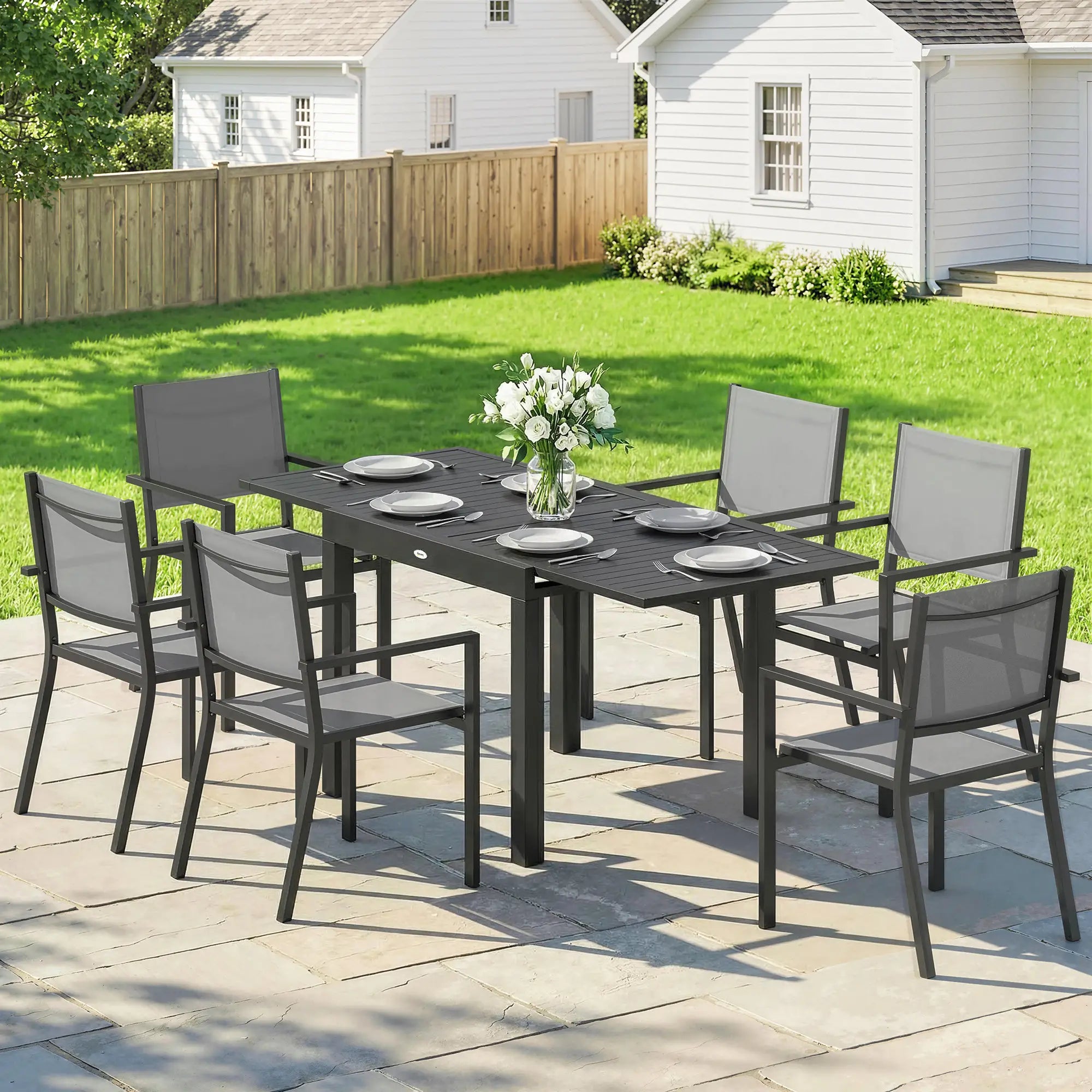7-Piece Outdoor Dining Set, Aluminum Patio Table And Chairs For 6 Outdoor Dining Sets at Gallery Canada