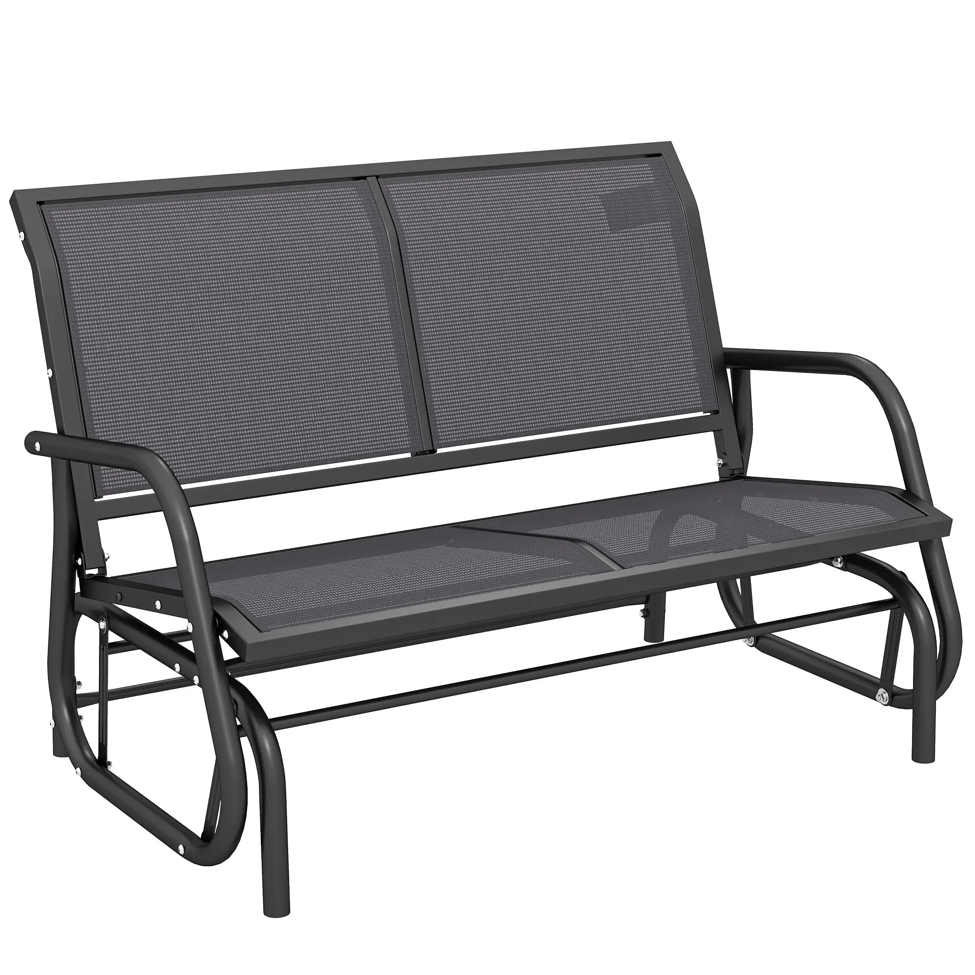 Double Glider Steel Sling Fabric Swing Chair, Heavy-Duty, Grey Outdoor Gliders Grey Fabric, Dark Grey Frame at Gallery Canada