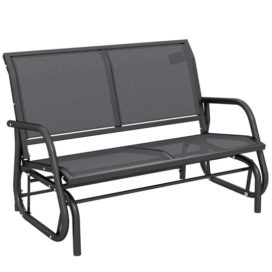 Double Glider Steel Sling Fabric Swing Chair, Heavy-Duty, Grey Outdoor Gliders Grey Fabric, Dark Grey Frame at Gallery Canada