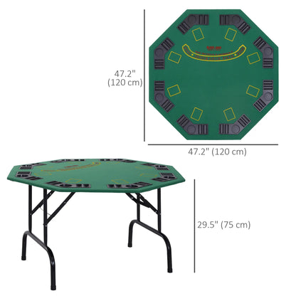 47" Folding Poker Table, Octagon Blackjack Table for 8, Green Game Tables at Gallery Canada