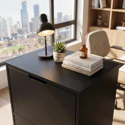 Mobile File Cabinet With 5 Drawers, Black, Black