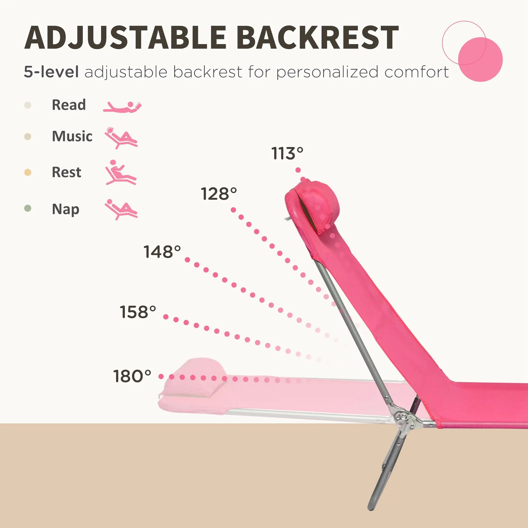 Set of 2 Folding Chaise Lounge Chairs, Outdoor, Reclining, Pink Lounger Chairs at Gallery Canada