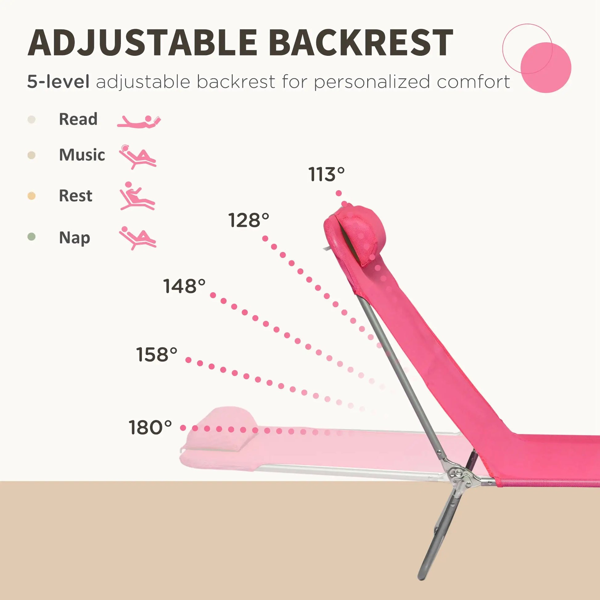 Set of 2 Folding Chaise Lounge Chairs, Outdoor, Reclining, Pink Lounger Chairs at Gallery Canada