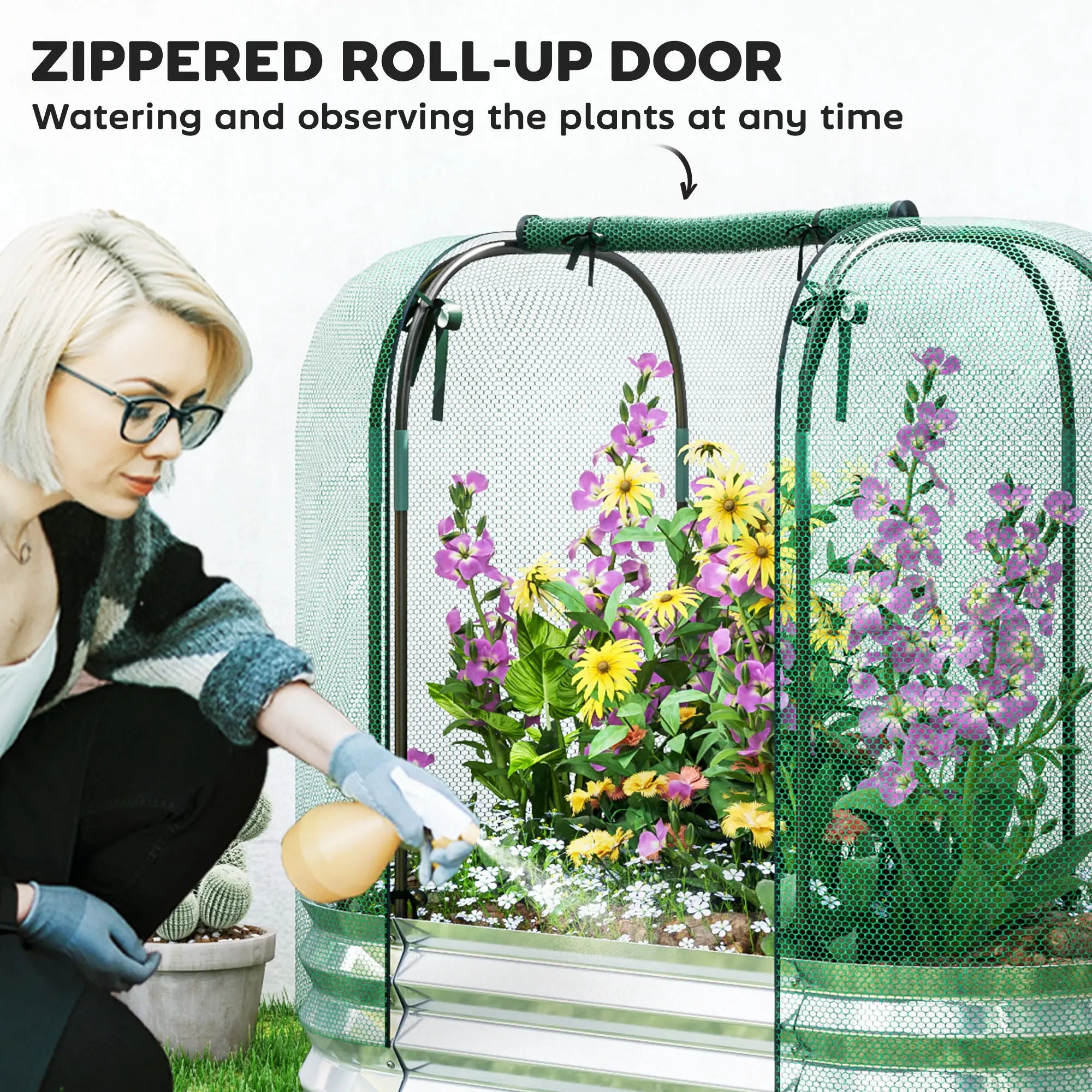 Galvanized Raised Garden Bed, Crop Cage Net Cover, Outdoor Planter Box Raised Garden Beds at Gallery Canada