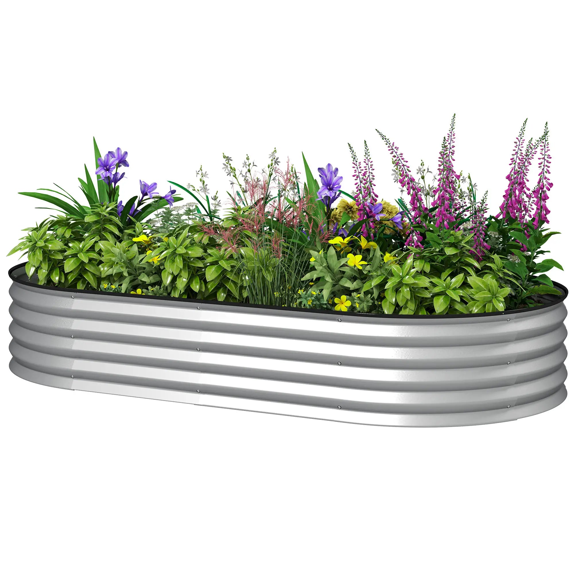 6' x 3' x 1' Galvanized Raised Garden Bed, Metal Plant Stake, Silver Raised Garden Beds Silver at Gallery Canada