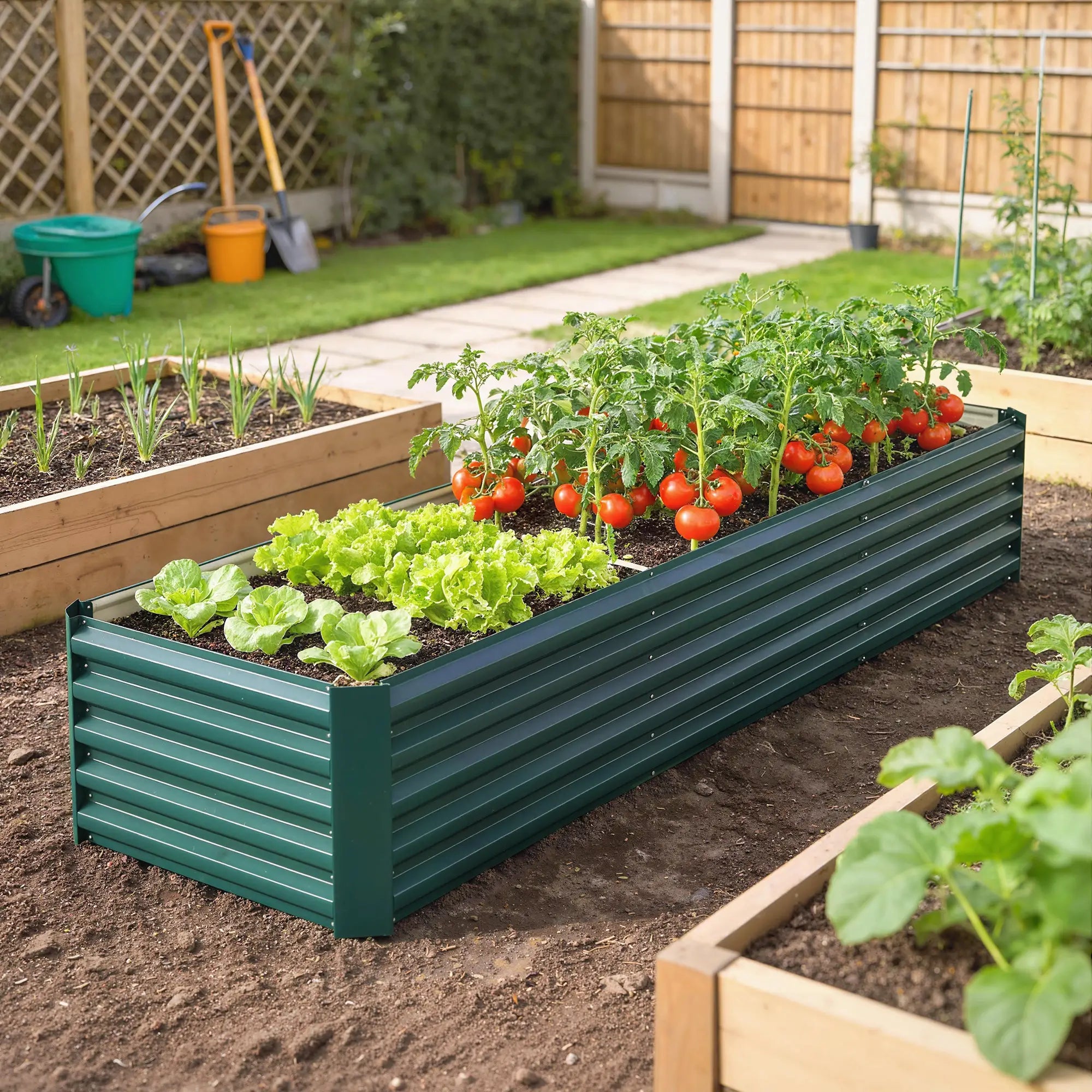 8 x 2.6 x 1.5ft Galvanized Raised Garden Bed, Outdoor Planter Box, Green Galvanized Planter Boxes at Gallery Canada