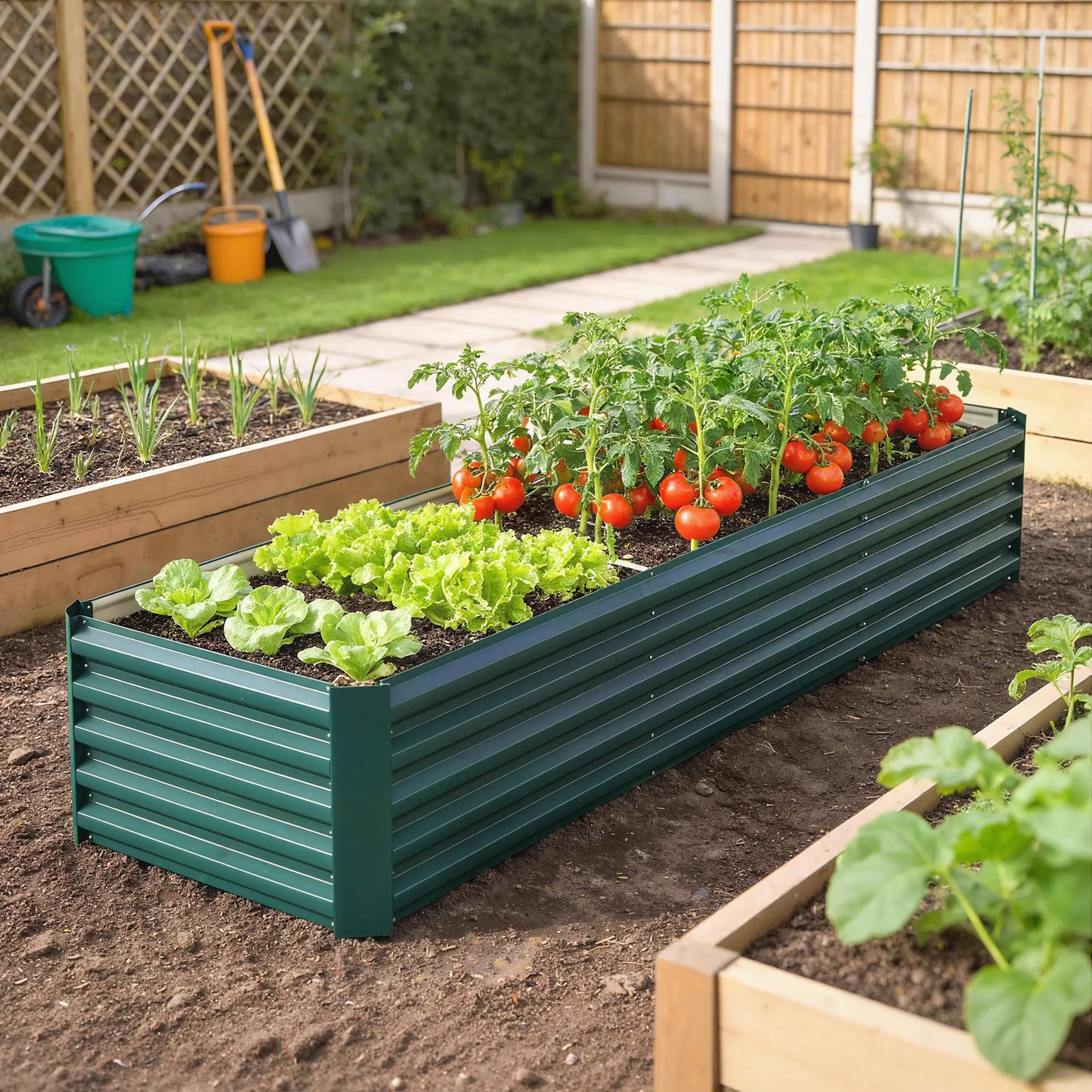 8 x 2.6 x 1.5ft Galvanized Raised Garden Bed, Outdoor Planter Box, Green Galvanized Planter Boxes at Gallery Canada