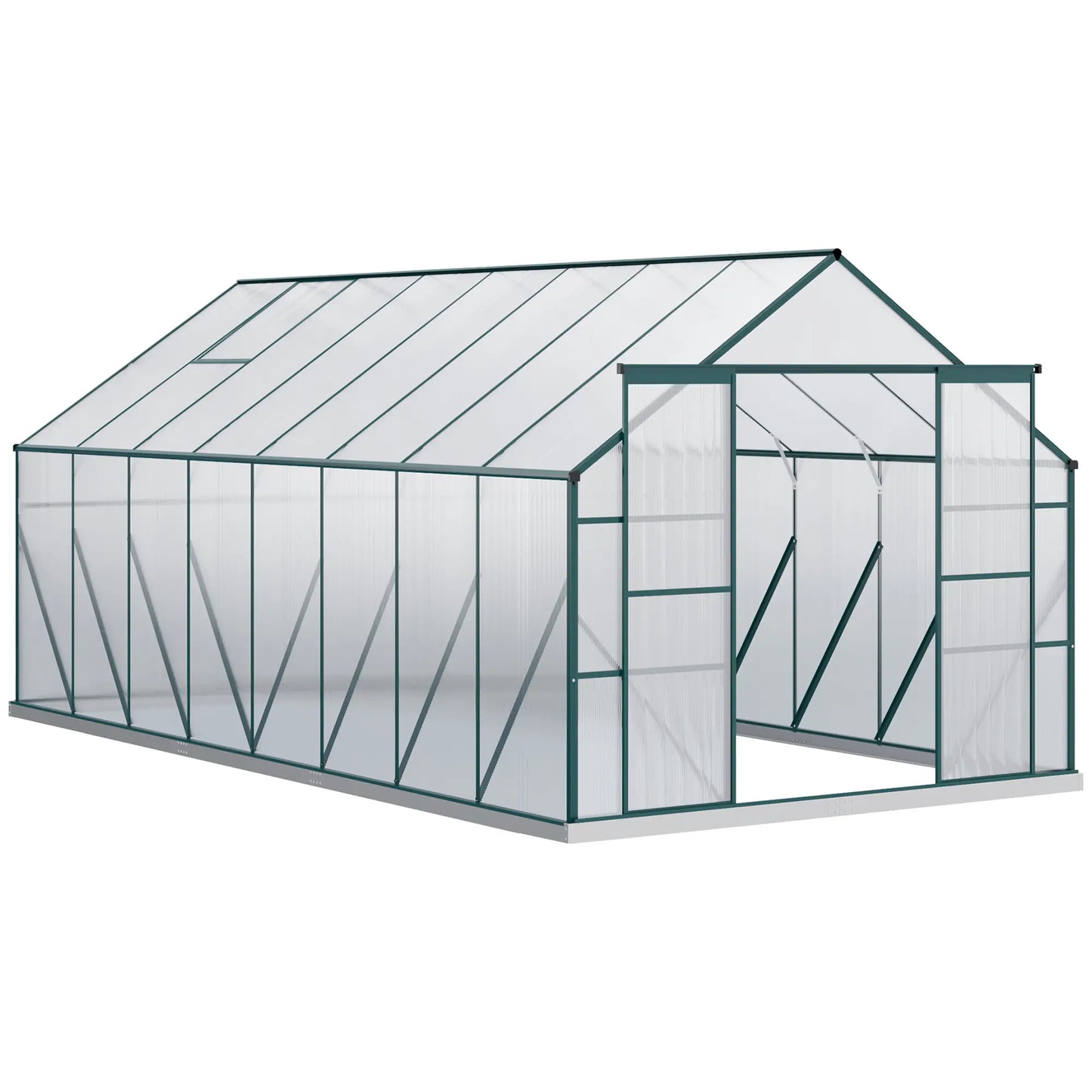 16' x 8' Aluminum Polycarbonate Greenhouse, Walk-In, Adjustable Roof Vent, Green Walk In Greenhouses at Gallery Canada