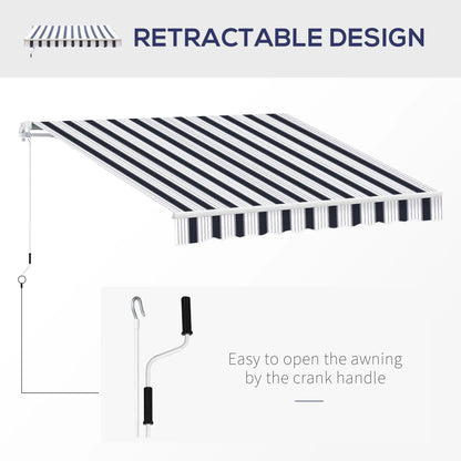 8' x 7' Retractable Awning, UV Water-Resistant Fabric, Aluminum Frame, Blue White, Blue Deck Awnings at Gallery Canada