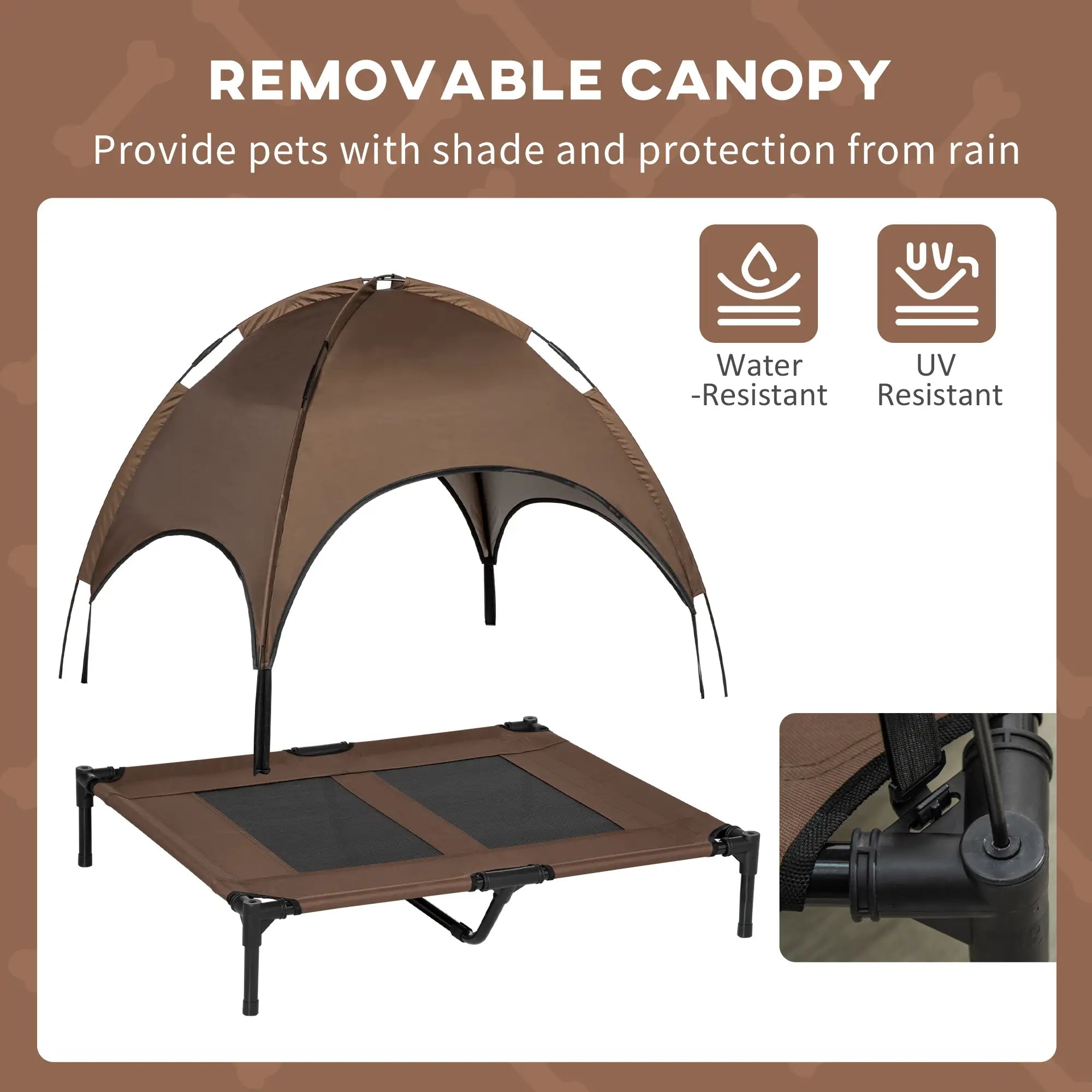 Elevated Dog Bed with Canopy, Portable Dog Cot, L Size, 36