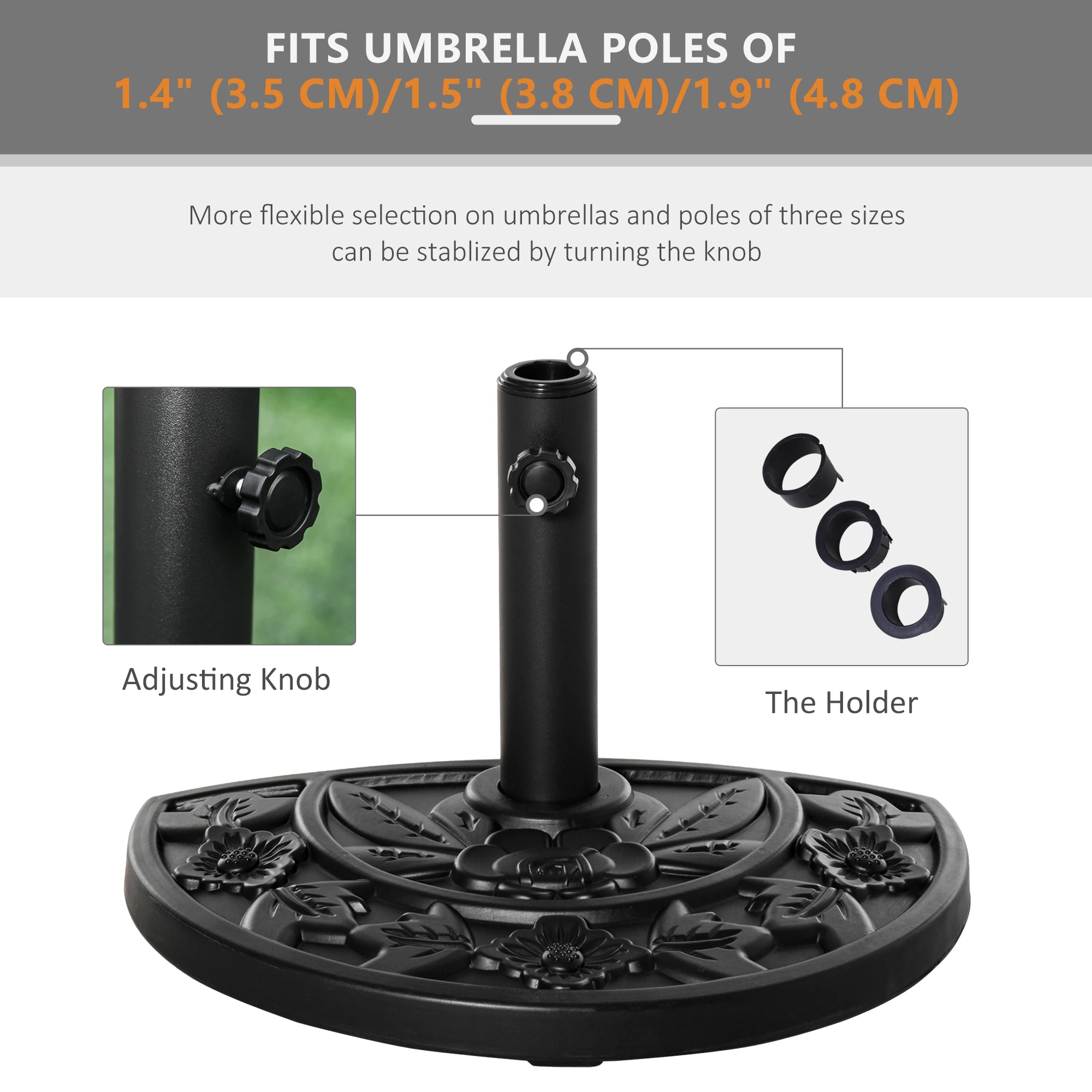 20 lb Heavy Duty Umbrella Base, Outdoor Concrete Stand, Black Umbrella Bases at Gallery Canada