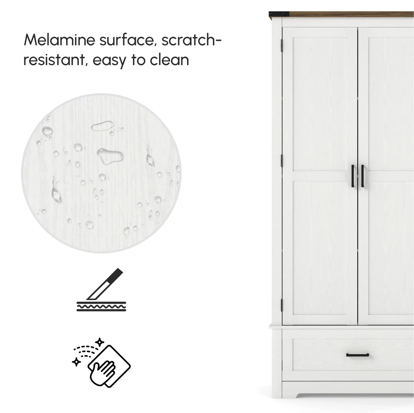 69" Tall Farmhouse Pantry Cabinet, 2 Doors, Drawer, Adjustable Shelves, White Kitchen Pantry Cabinets at Gallery Canada