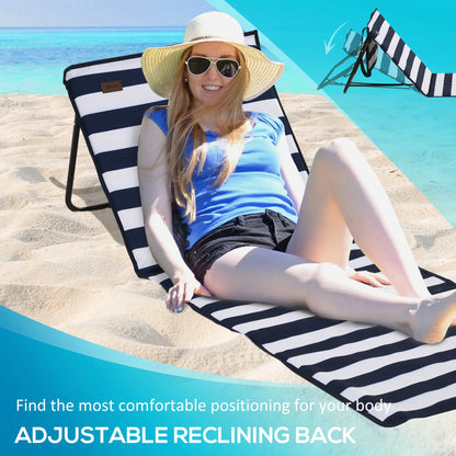 Foldable Lounge Chairs Set, Adjustable Backrest, Blue White Beach Accessories at Gallery Canada