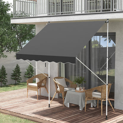 6.6'x5' Retractable Patio Awning, Sun Shade, Water Resistant, Grey Door Awnings at Gallery Canada