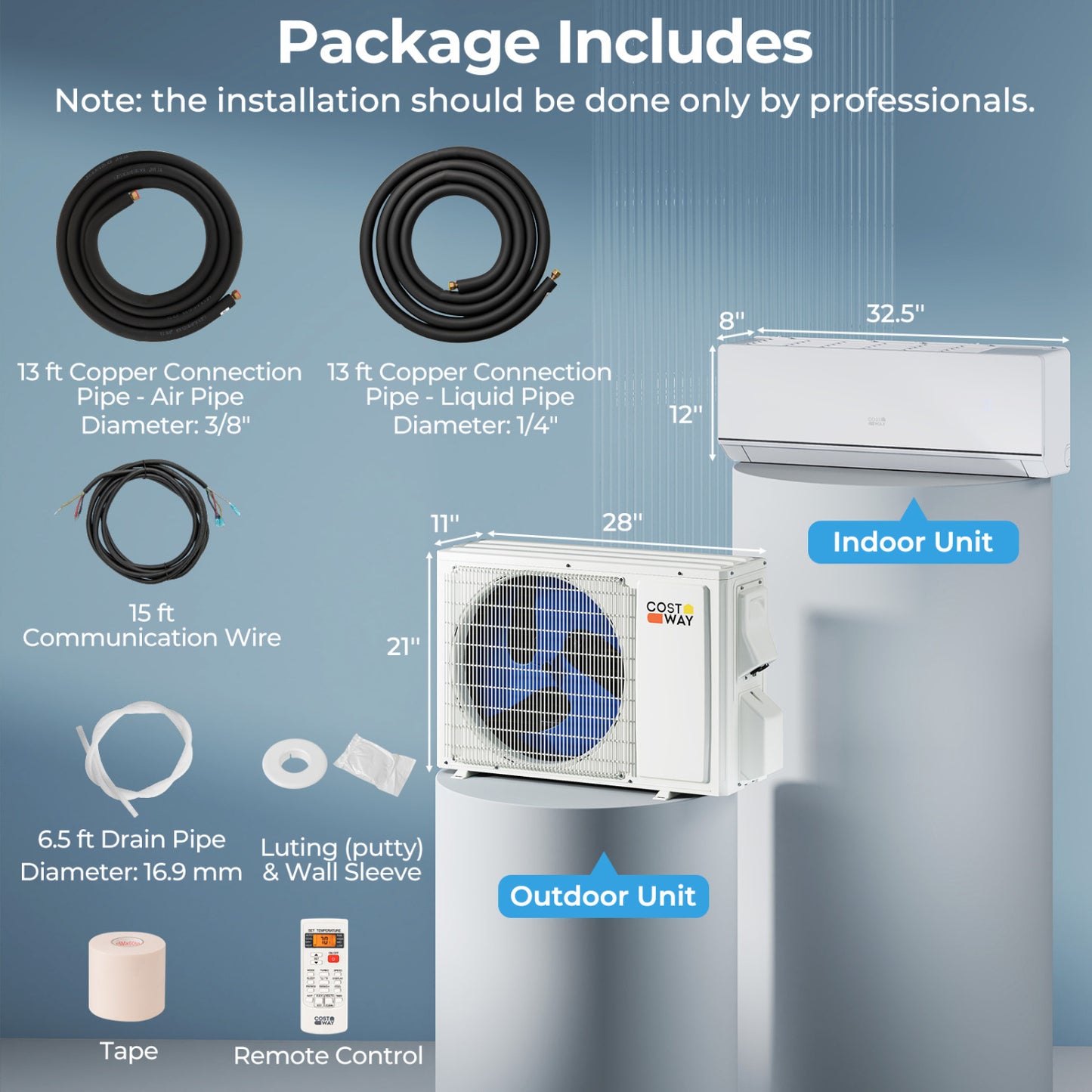 12,000 BTU 24 SEER2 115V Mini Split AC, White