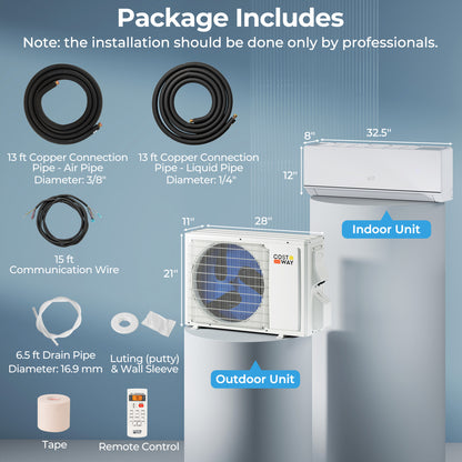 12,000 BTU 24 SEER2 115V Mini Split AC, White