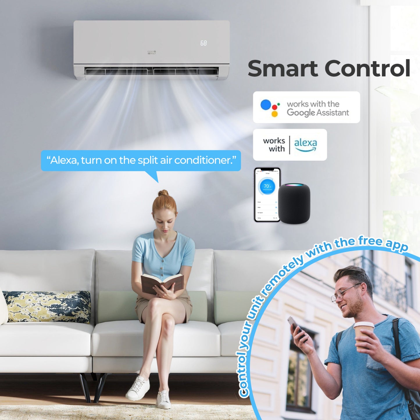 12,000 BTU 24 SEER2 115V Mini Split AC, White