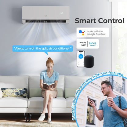 12,000 BTU 24 SEER2 115V Mini Split AC, White