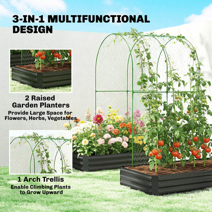 Metal Raised Garden Bed With Trellis, Galvanized Garden Kit, Black Galvanized Planter Boxes at Gallery Canada