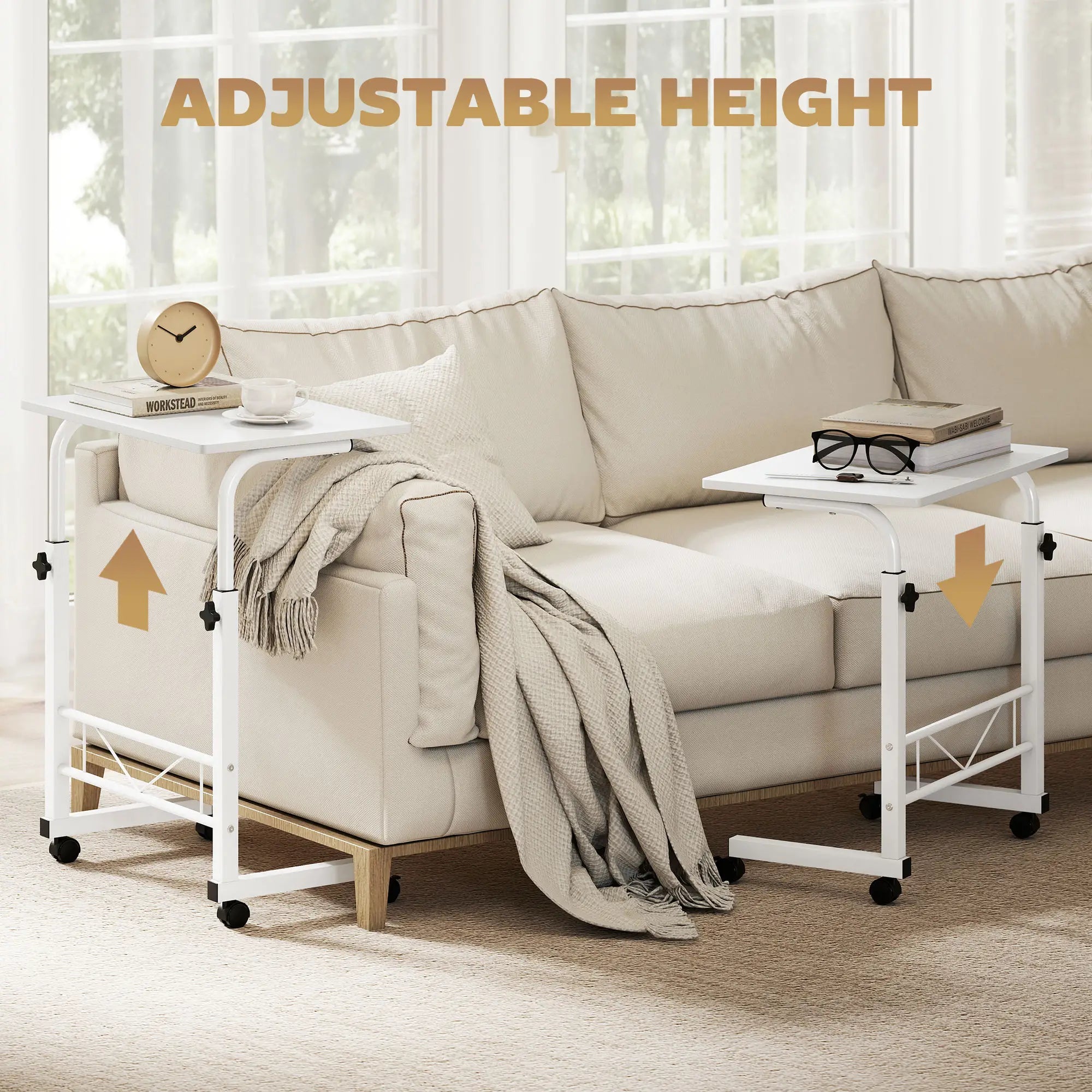 Mobile Standing Desk, Adjustable Height, 23.5 Inch, White Side Tables at Gallery Canada