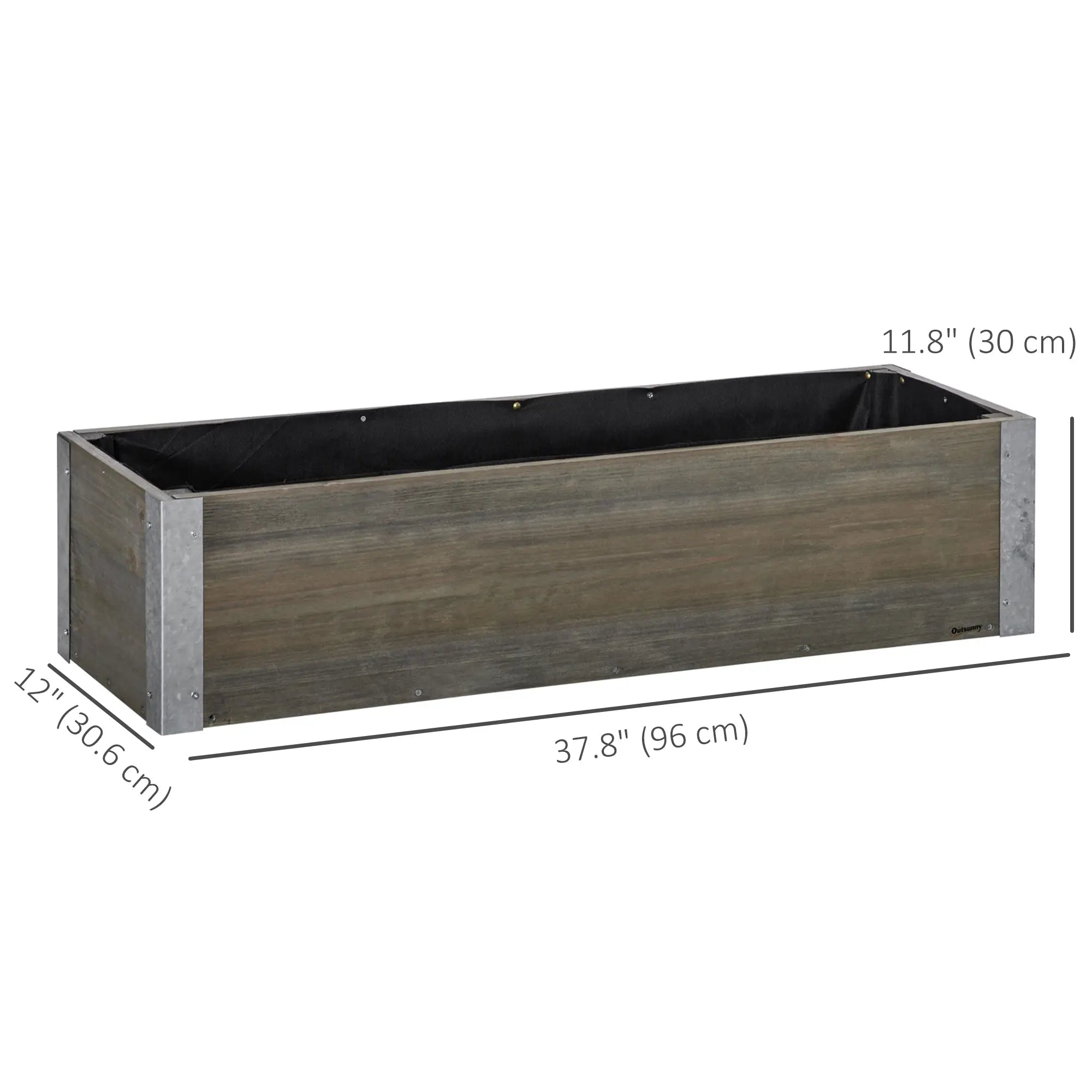 3' x 1' Raised Garden Bed, Elevated Wooden Planter Box, Light Grey Galvanized Planter Boxes at Gallery Canada