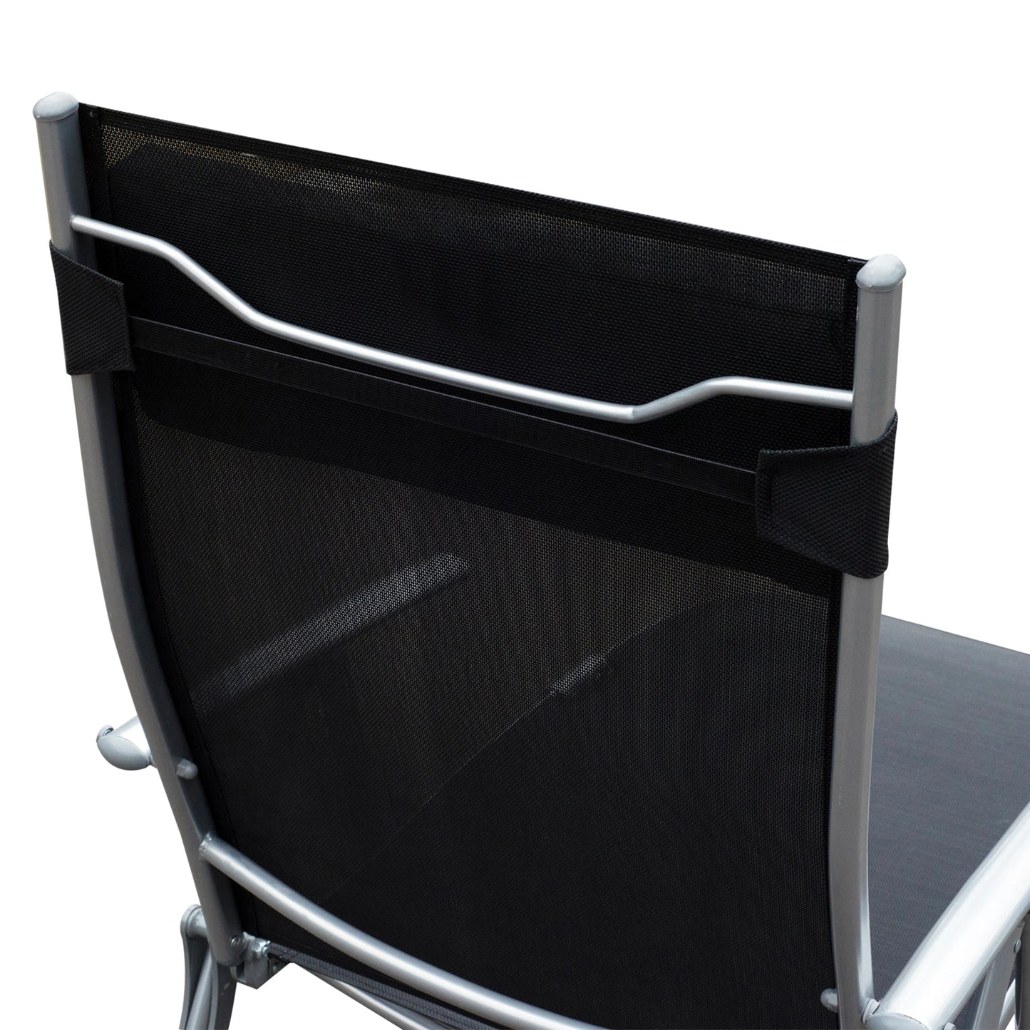 Heavy Duty Adjustable Folding Reclining Chair, Outdoor Sun Lounger, Black Lounger Chairs at Gallery Canada