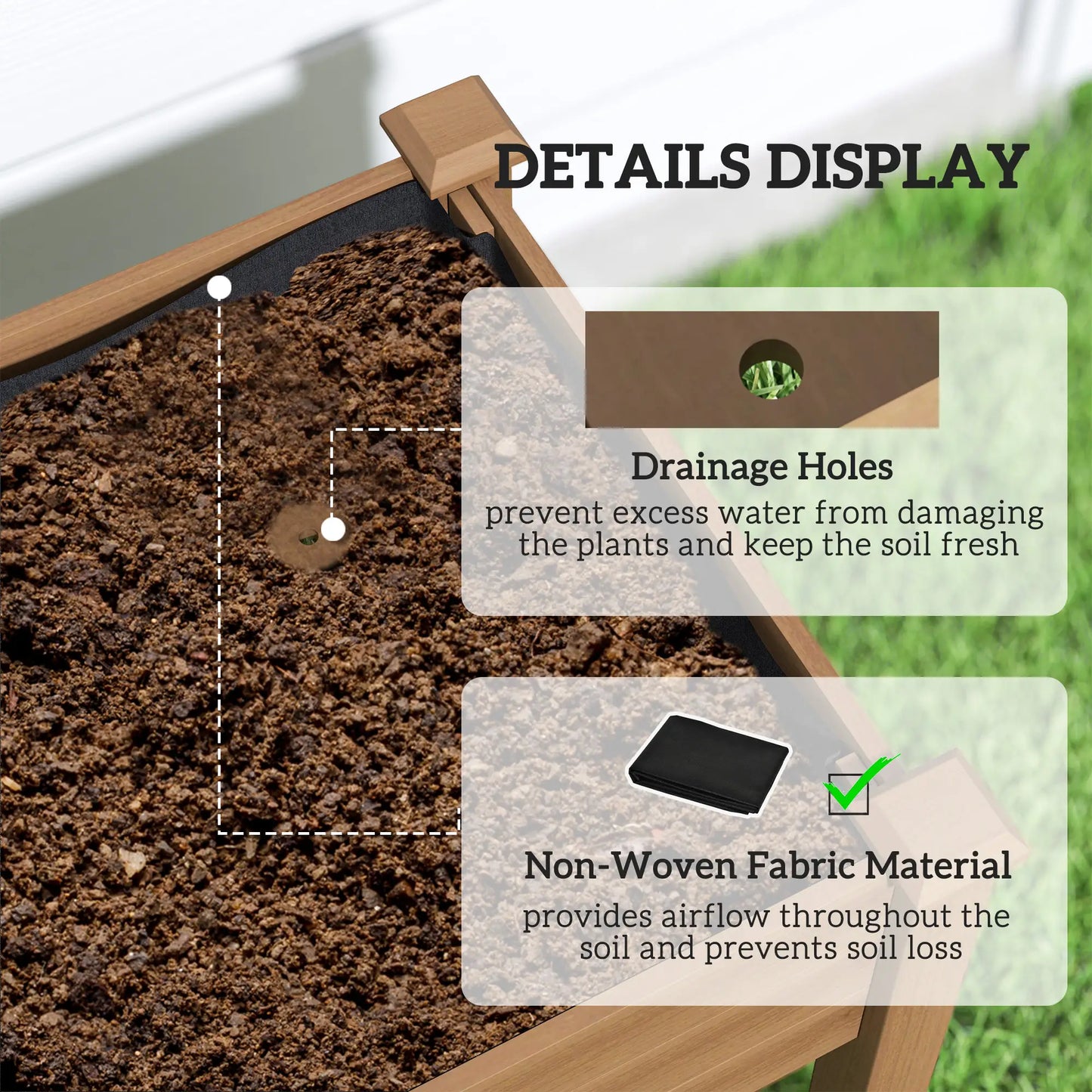 Raised Garden Bed With Greenhouse Cover, Elevated Wood Planter Box, Brown Elevated Garden Beds at Gallery Canada