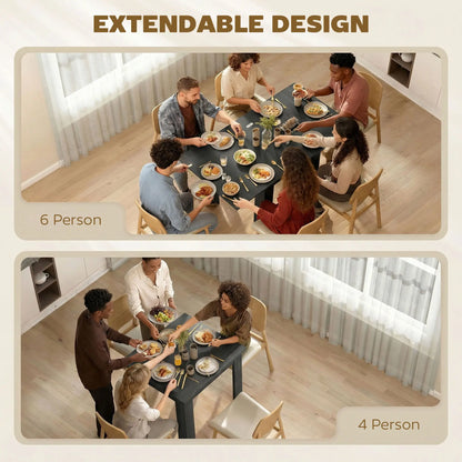 55" Extendable Dining Table, Kitchen Table For 4-6 Person, Black Dining Tables at Gallery Canada